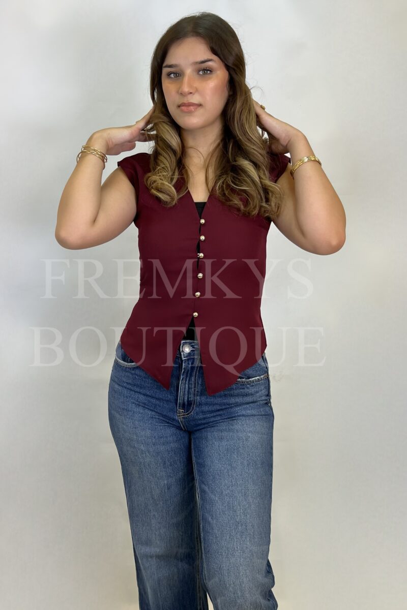 Gilet sans manche bordeaux – Image 3