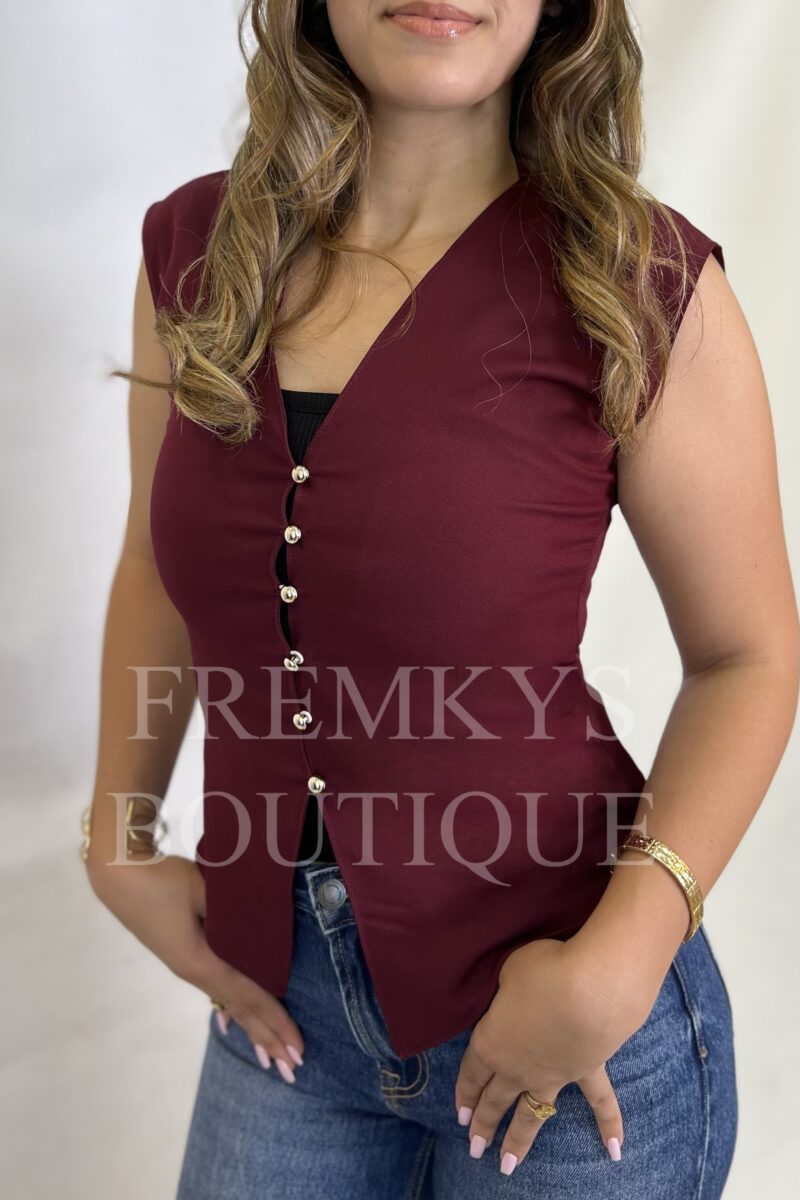 Gilet sans manche bordeaux – Image 4